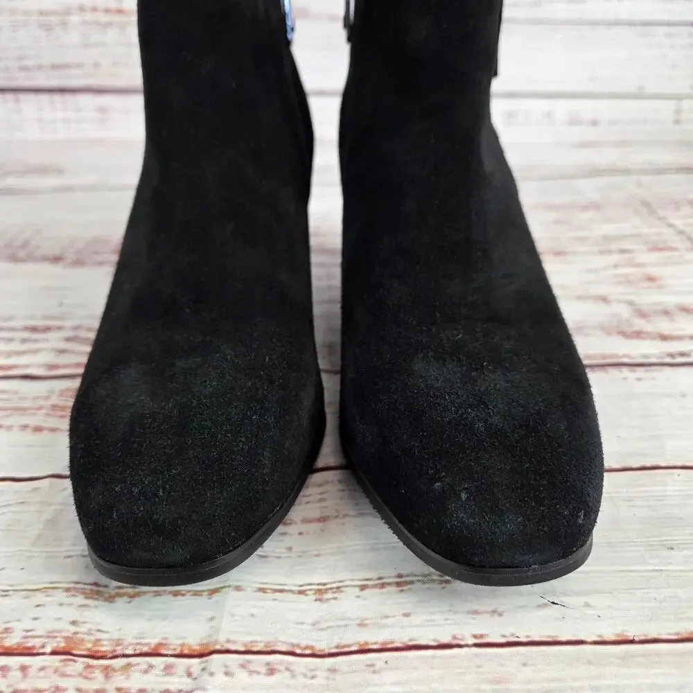Blondo Womens Siena Black Suede Leather Boots 11 Waterproof Zip Block Heel Lux